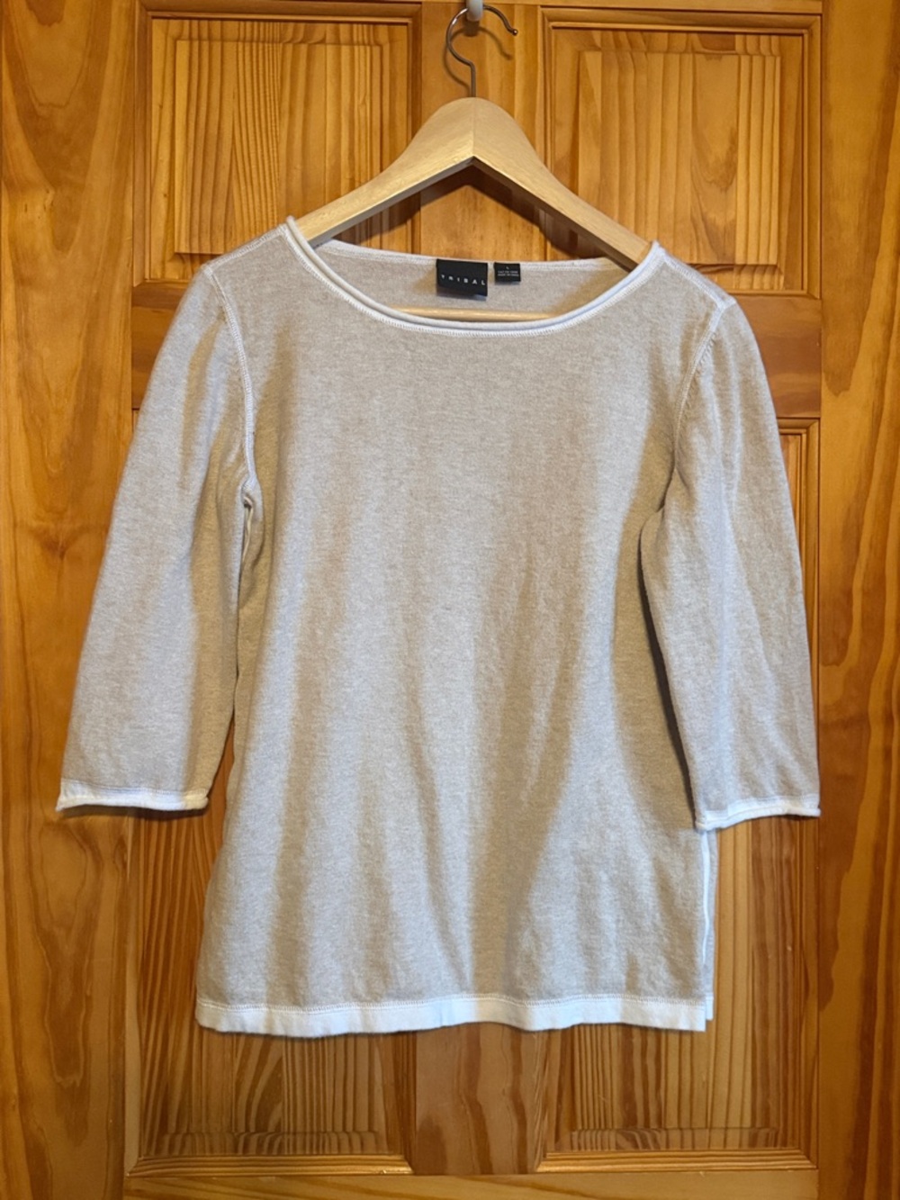 Tribal Cream Textured Boatneck Top